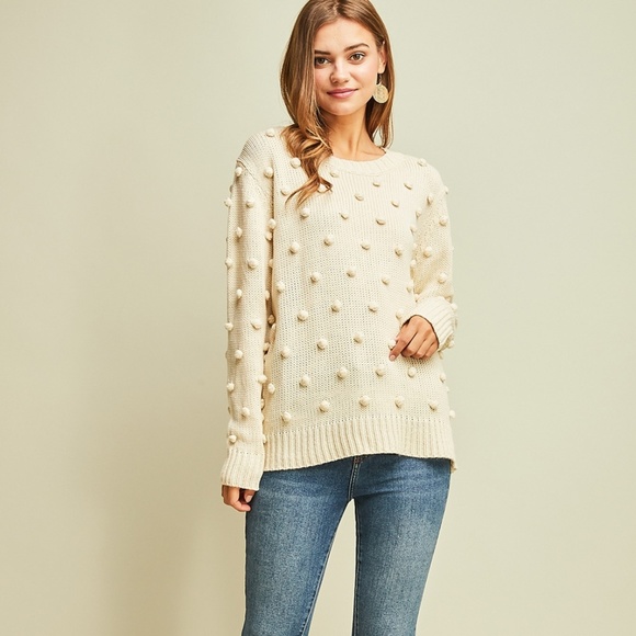 Pom Pom ivory sweater - Picture 2 of 8